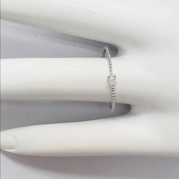 Dainty SilverDot Band with Tiny Pair-Cut Opal Stone-6 or 7 only - Picture 3 of 3